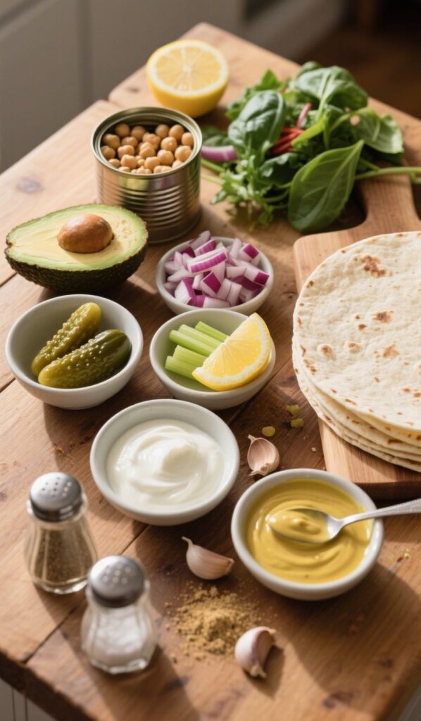 Avocado & Chickpea Salad Wraps ingredients 