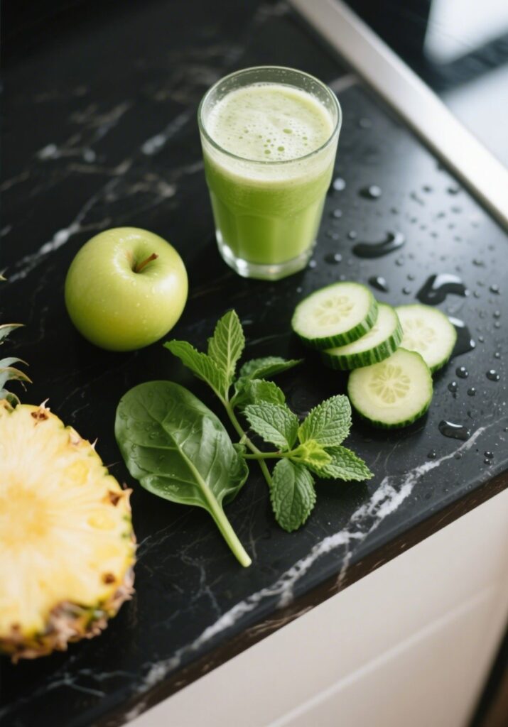 ingredients for pineapple cucumber mint juice recipe
