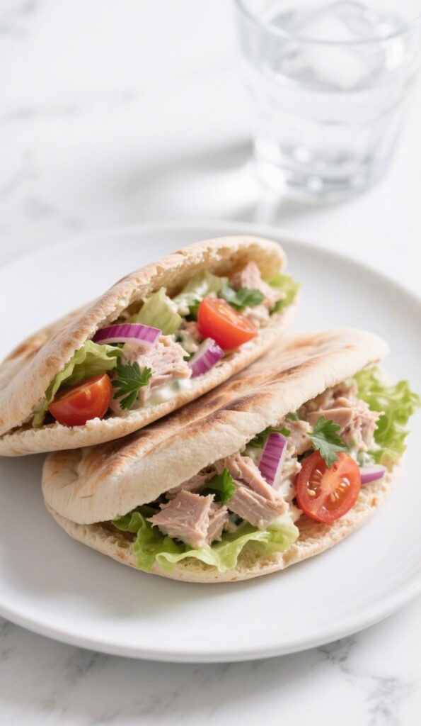 Healthy Tuna Salad Pita Recipe with fresh herbs