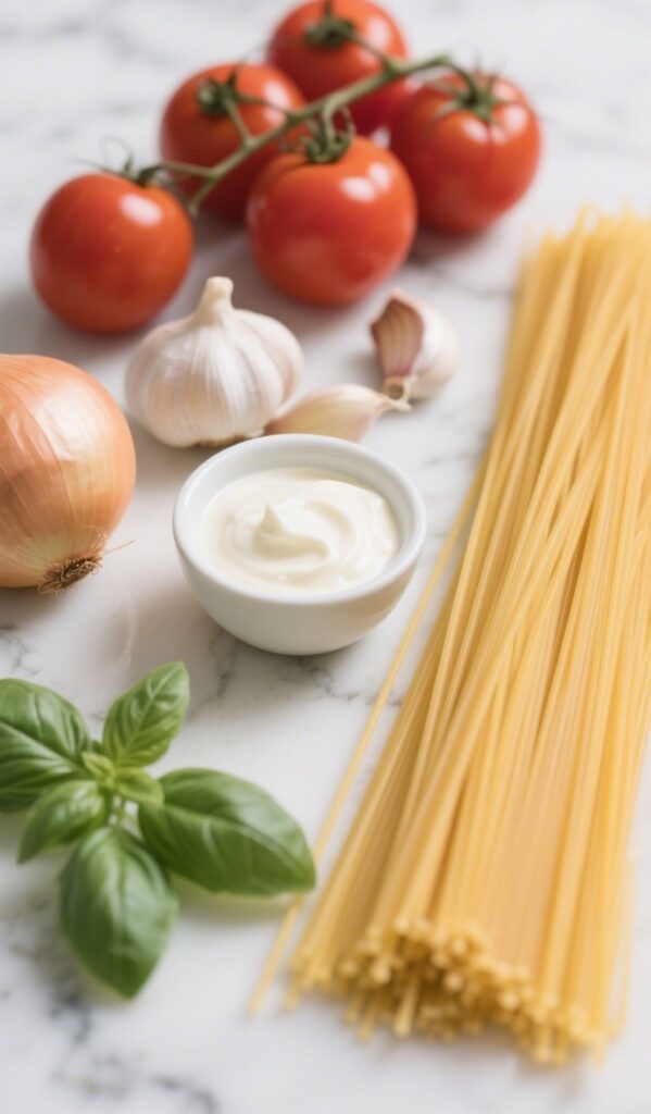 Creamy Tomato Pasta ingredients
