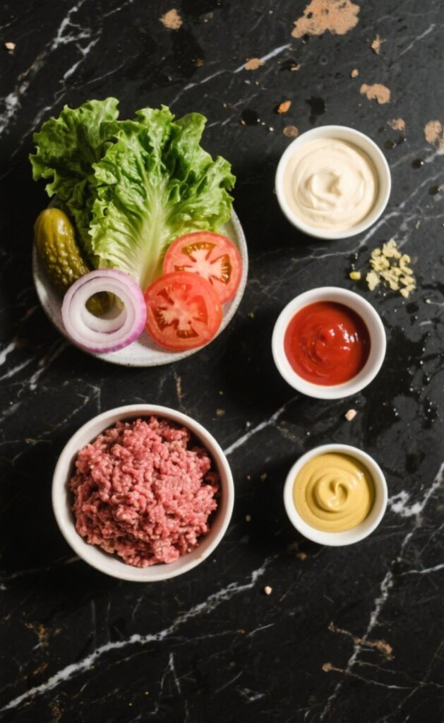 Ingredients for Whole30 Burger Bowls