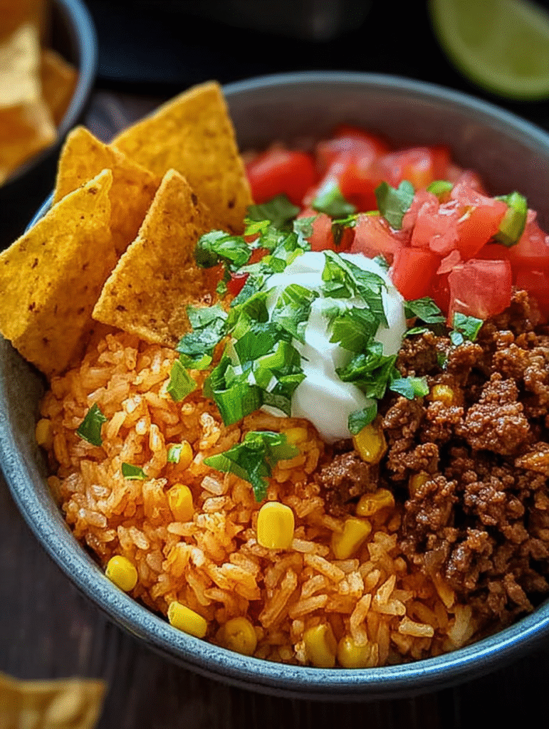 Taco Rice Bowl with Doritos