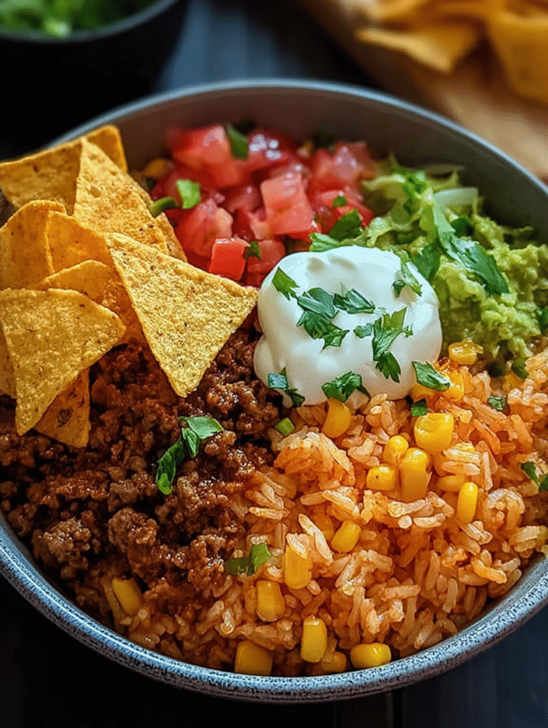 Taco Rice Bowl with Doritos