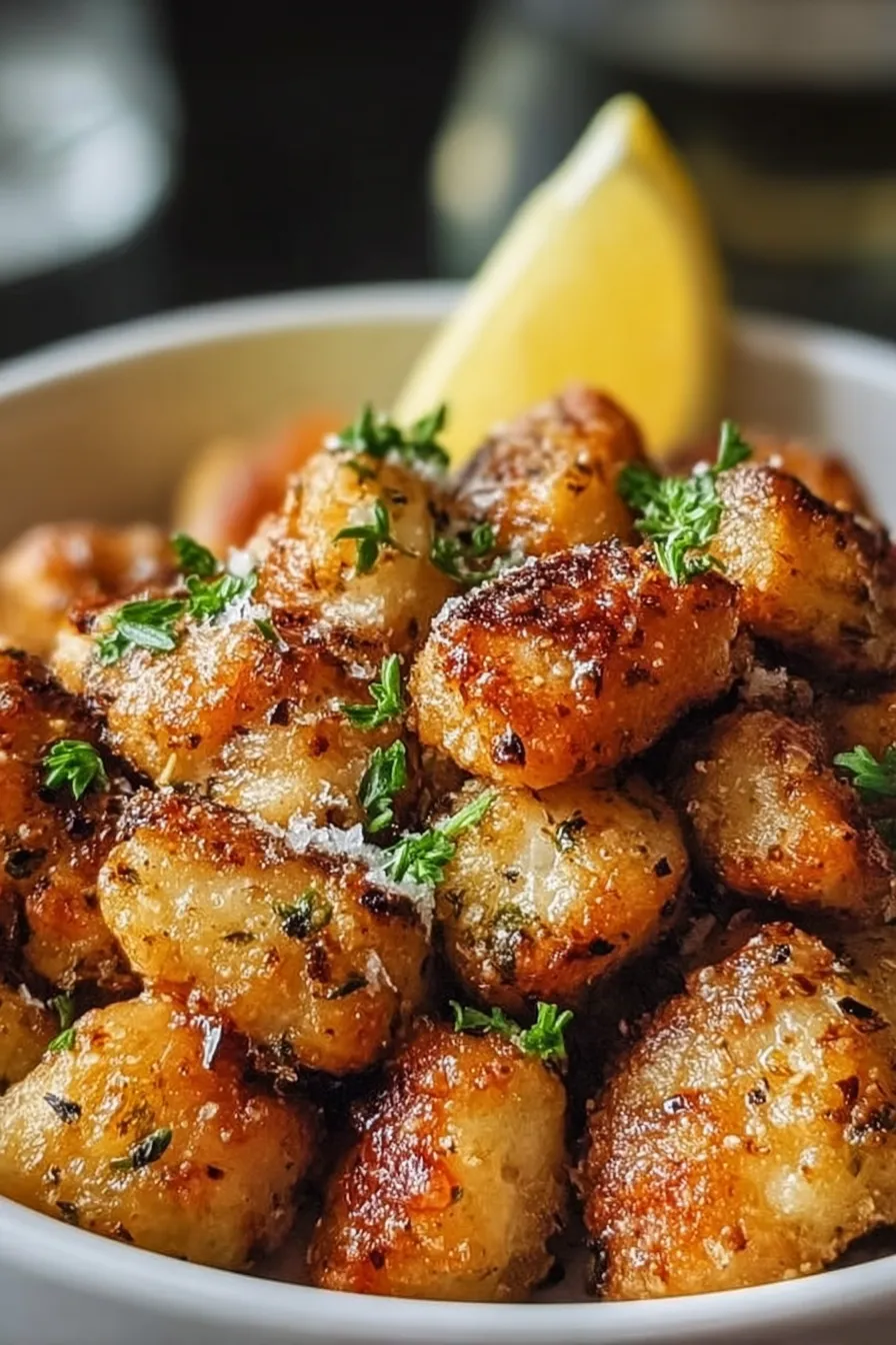Air Fryer Lemon Chicken Bites Plated