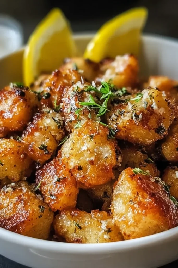 Air Fryer Lemon Chicken Bites Plated