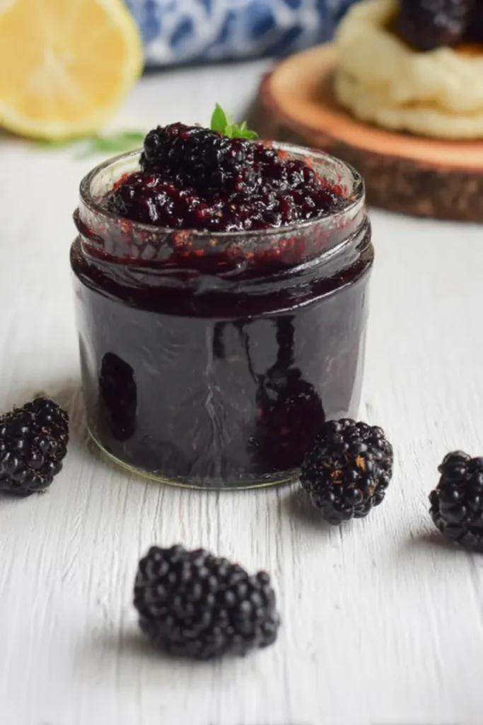 Homemade Blackberry Vanilla Bourbon Jam Jar