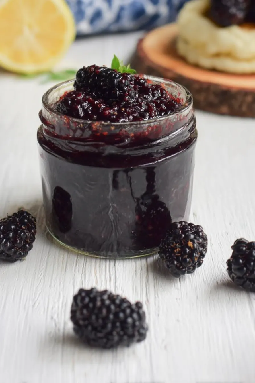 Homemade Blackberry Vanilla Bourbon Jam Jar