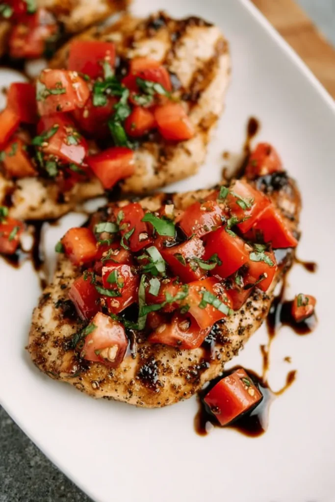 Bruschetta Chicken Plated with Fresh Ingredients