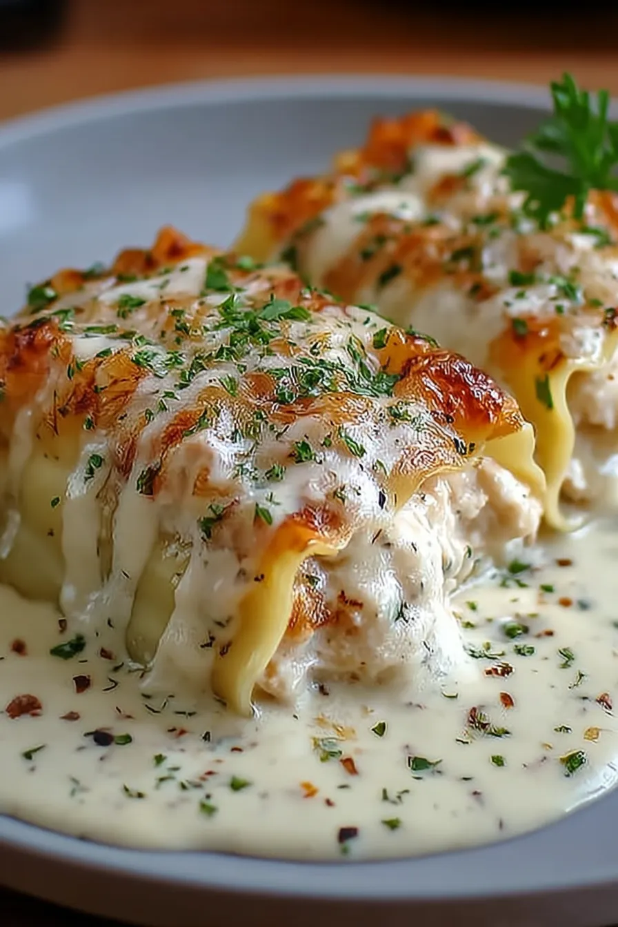 Chicken Alfredo Lasagna Rolls