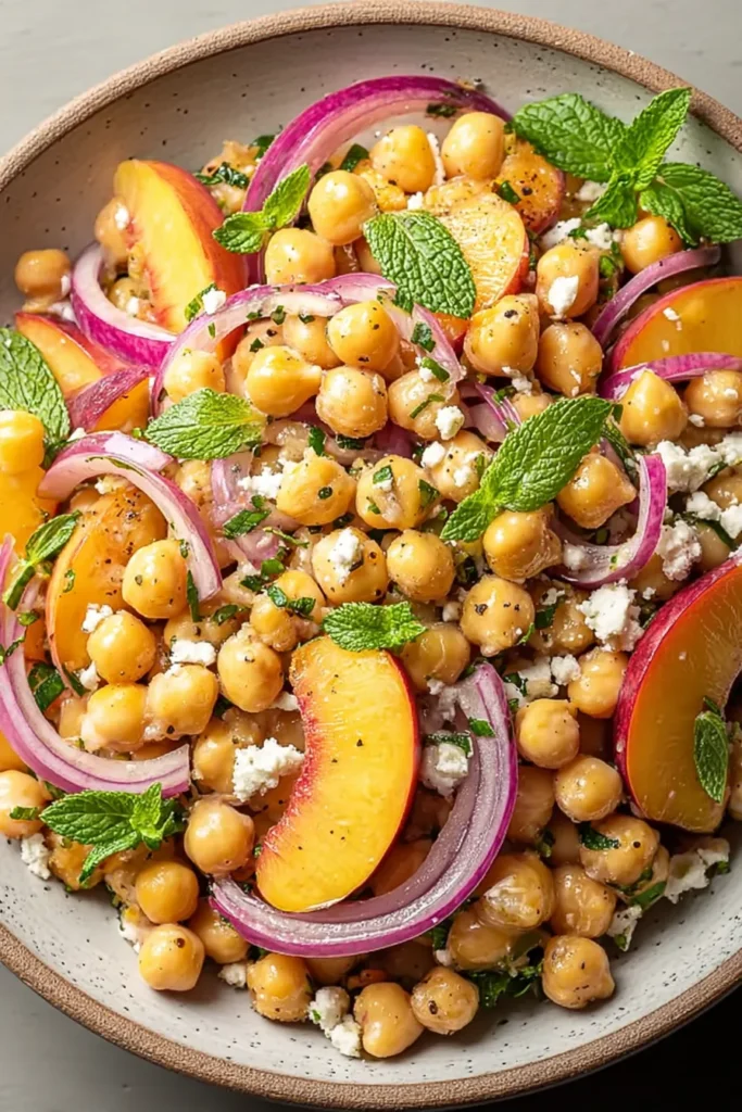 Chickpea Peach Salad with Honey Lime - A Colorful & Healthy Dish