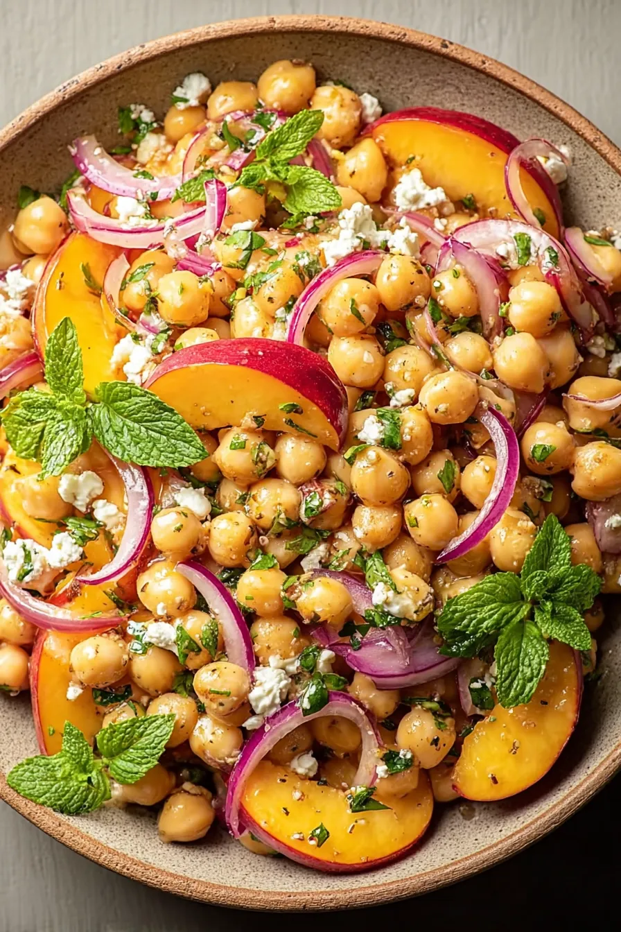 Chickpea Peach Salad with Honey Lime