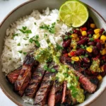 Cilantro Lime Steak Bowls Ready to Serve
