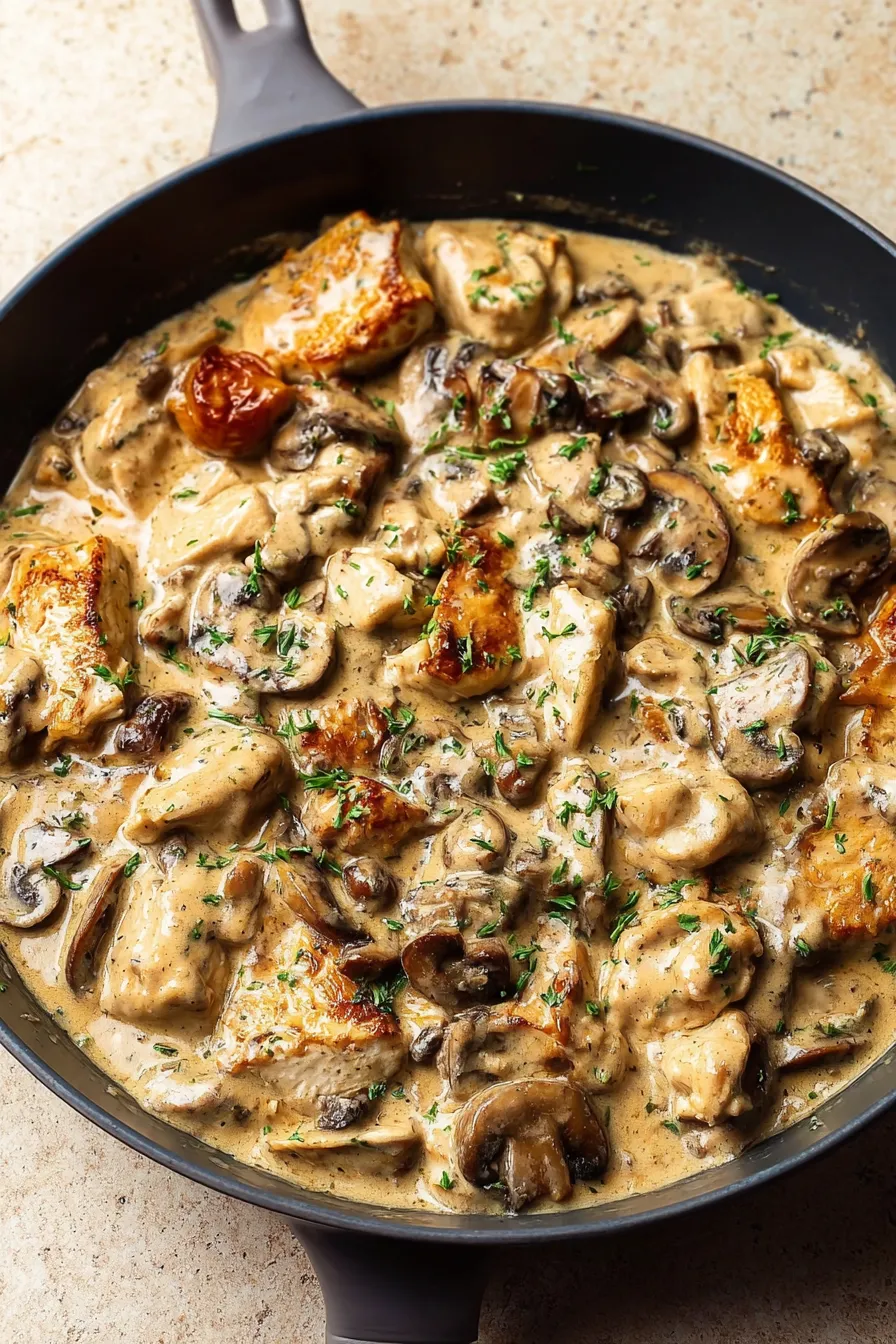Creamy Chicken Stroganoff in a Bowl