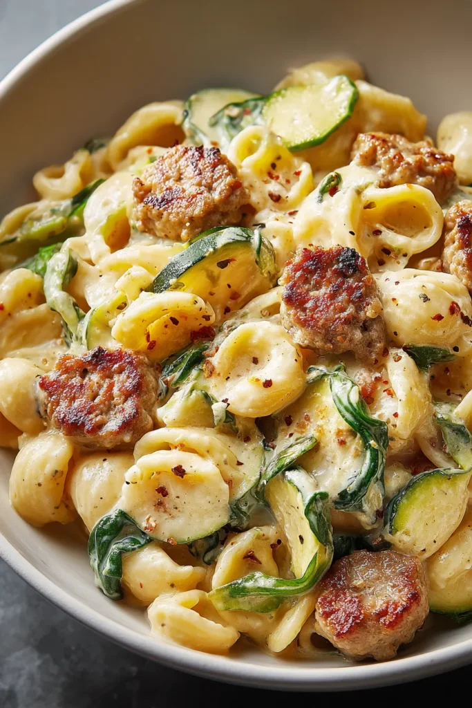 Creamy Protein-Packed Pasta Bowl Garnished