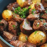 Garlic Butter Beef Bites on a Serving Platter
