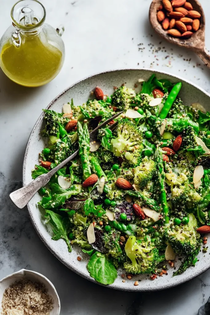 Green Vegan Salad with Fresh Vegetables