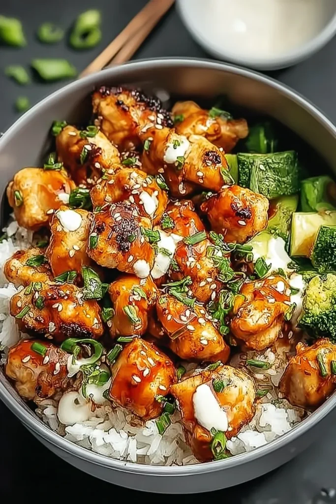 Hot Honey Chicken Bowl Ready to Enjoy