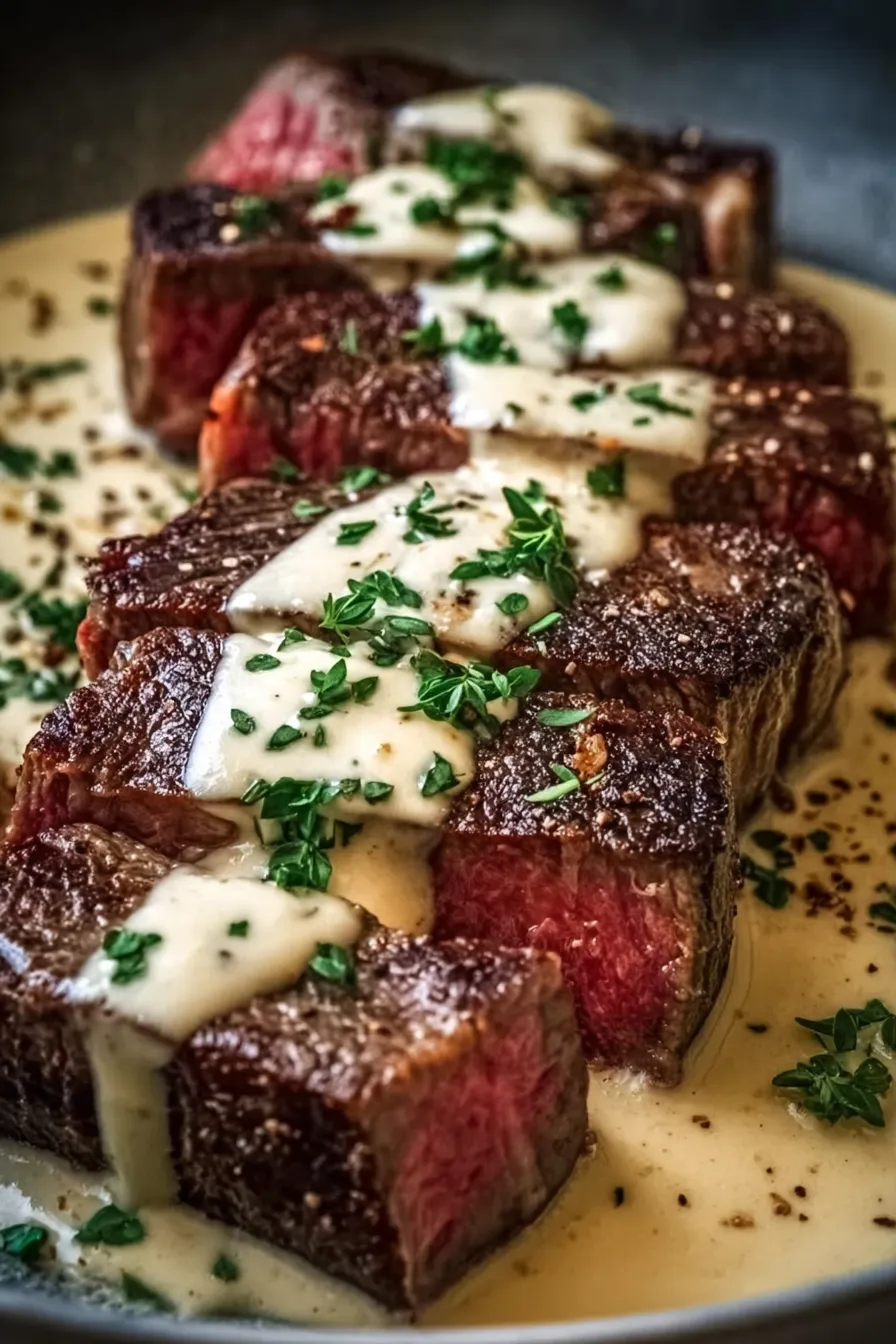 Juicy Steak with Creamy Garlic Sauce