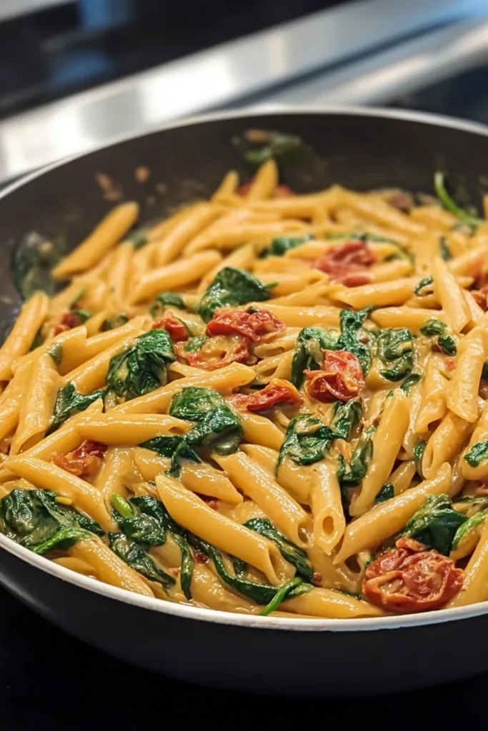 One-Pot Spinach Tomato Pasta in a Bowl