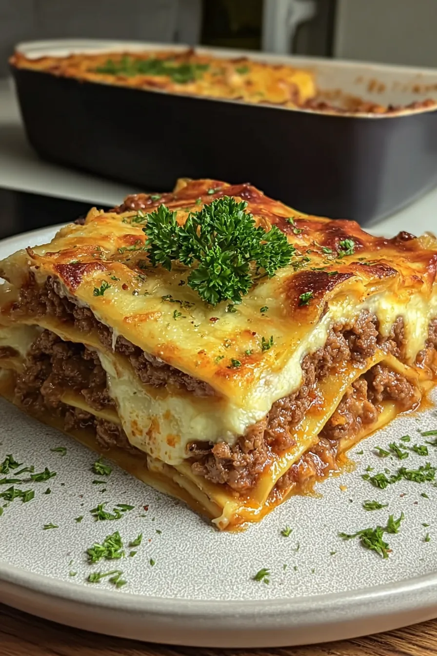 Parmesan Garlic Beef Lasagna