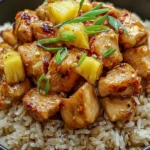 Pineapple Chicken and Rice Close-Up