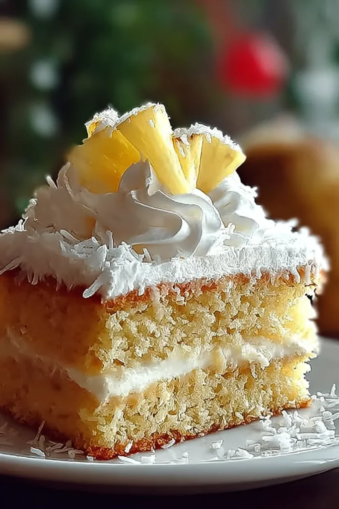 Pineapple Coconut Dream Cake Slice