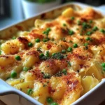 Spring Veggie Loaded Chicken Potato Casserole Plated Dish