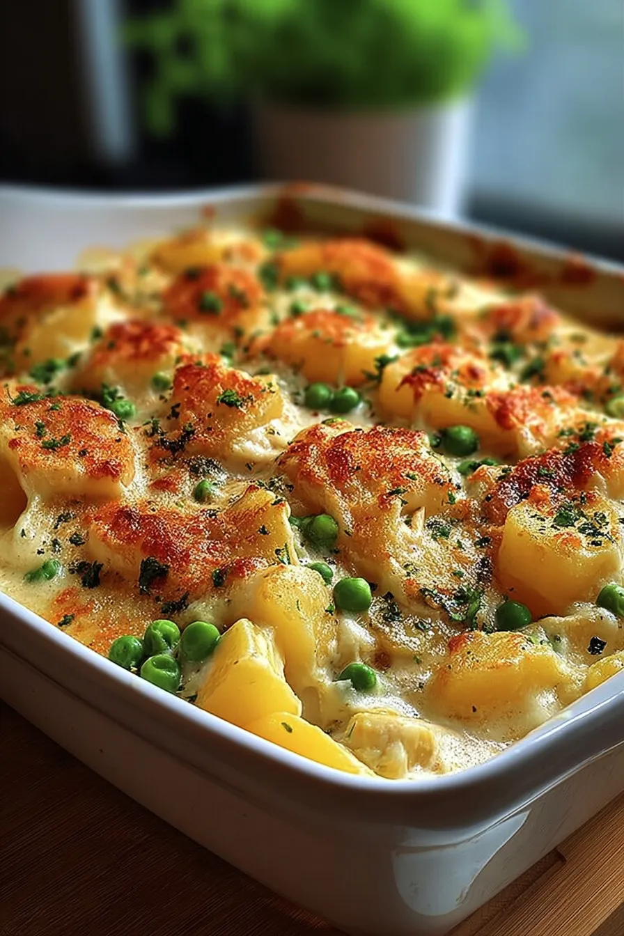 Spring Veggie Loaded Chicken Potato Casserole