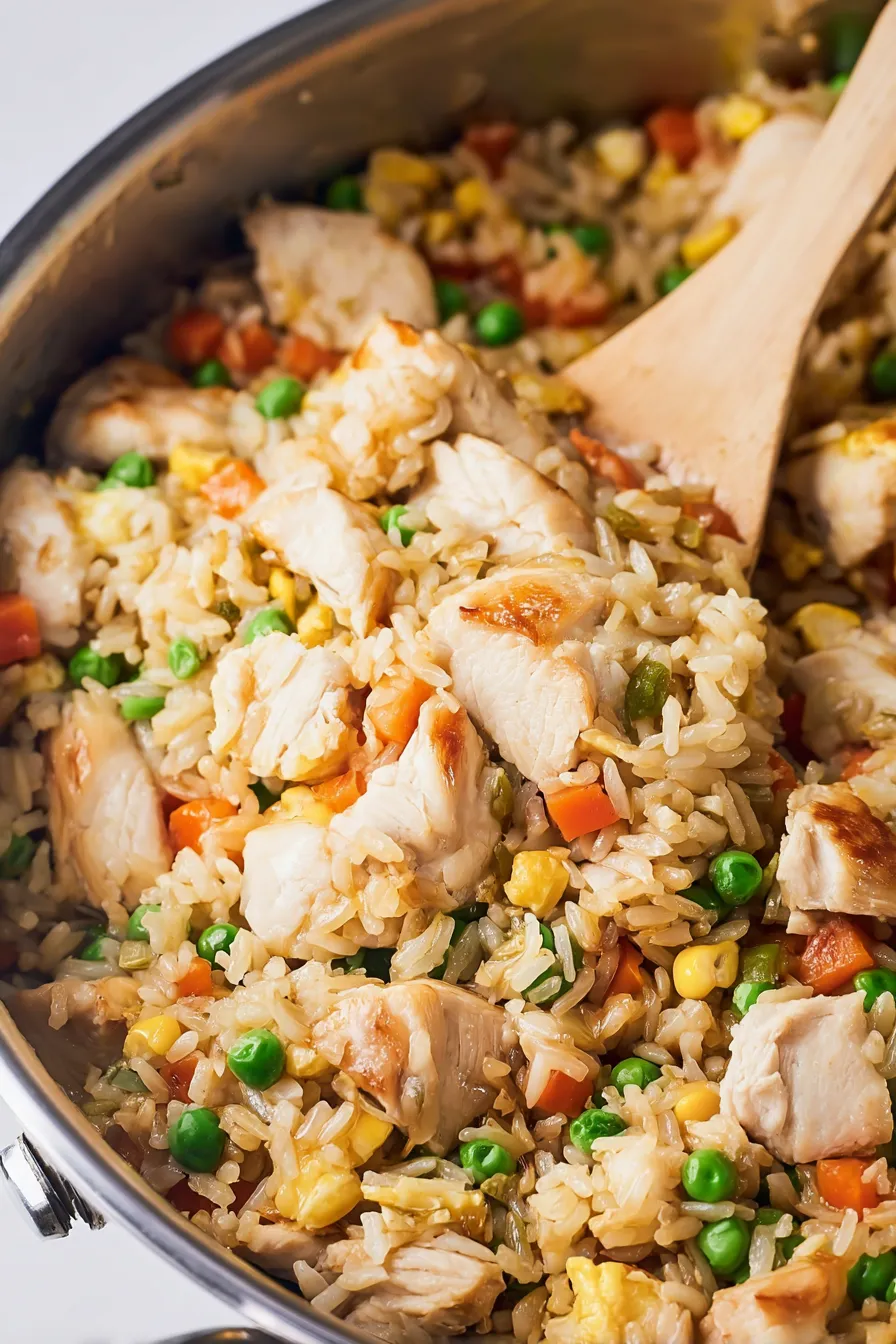 Delicious Takeout Chicken Fried Rice in a Bowl
