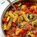 Delicious Tomato Zucchini Pasta in a Bowl