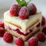 Delicious White Chocolate Raspberry Tiramisu Slice