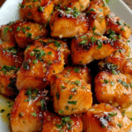Honey Butter Garlic Glazed Salmon Bites