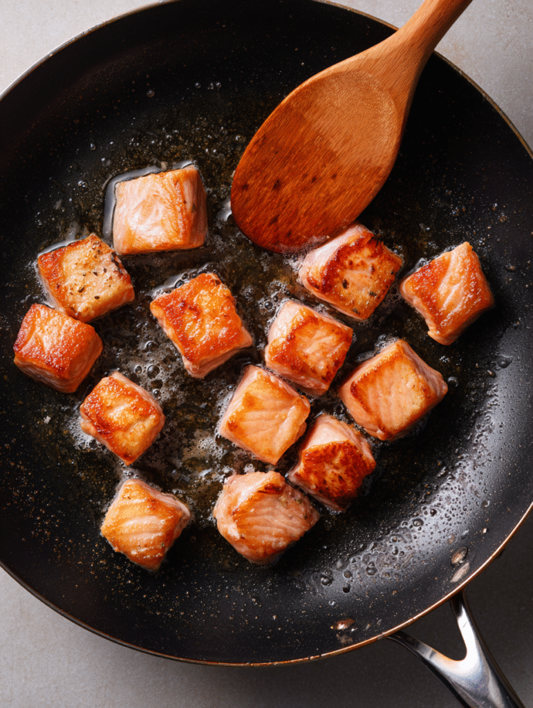 Honey Butter Garlic Glazed Salmon Bites