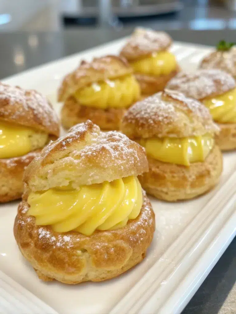 Light choux pastries filled with lemon cream