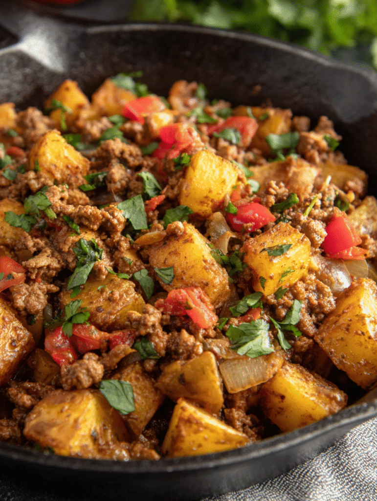 Mexican Ground Beef and Potato Skillet