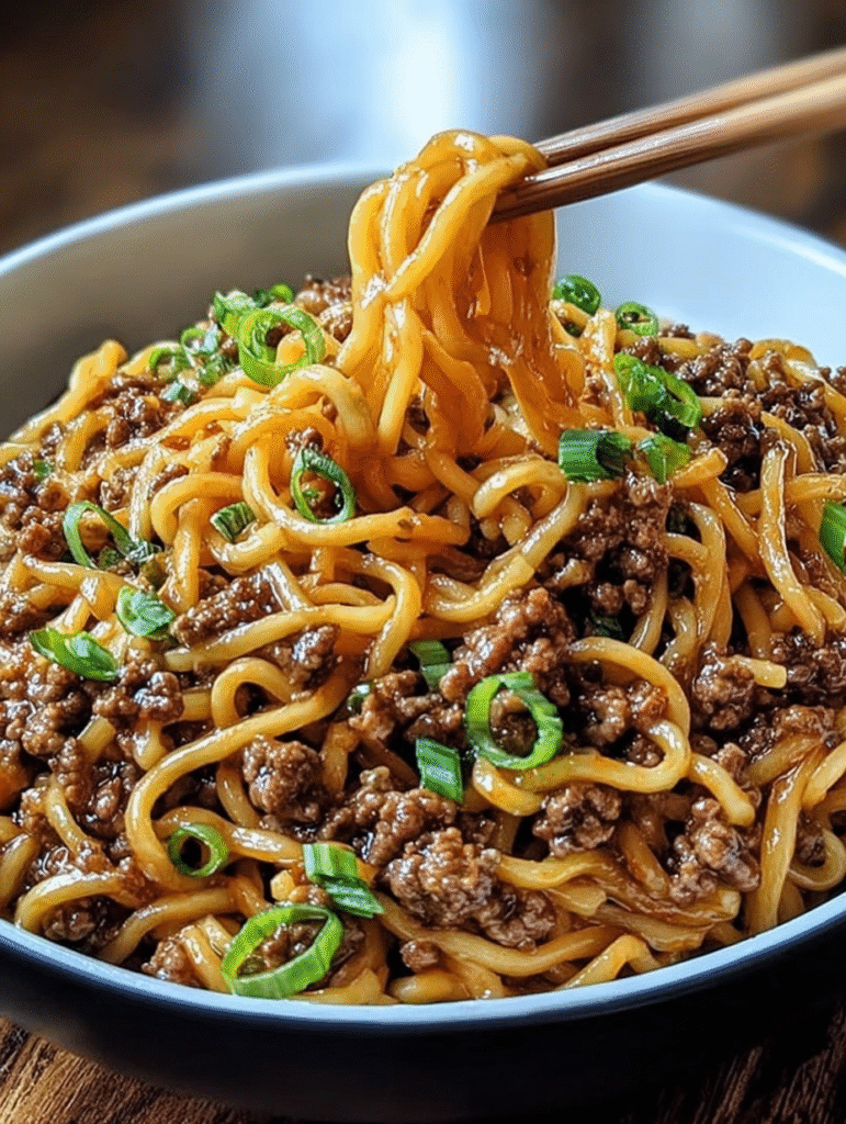 Mongolian Ground Beef Noodles