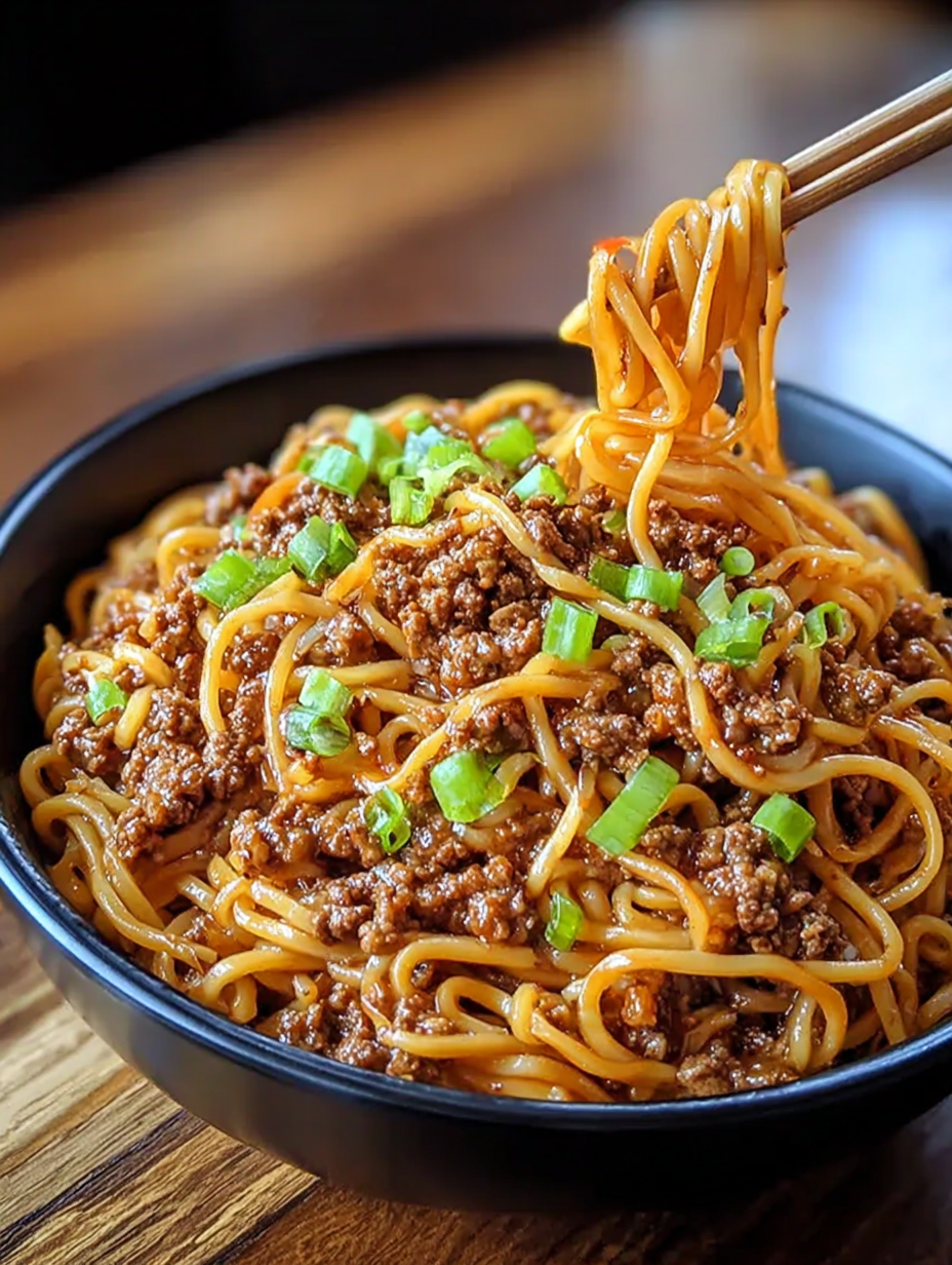 Mongolian Ground Beef Noodles