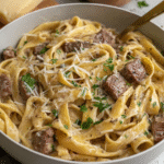 One-Pot Creamy Beef and Garlic Butter Pasta
