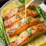Salmon with Garlic Lemon Butter Sauce