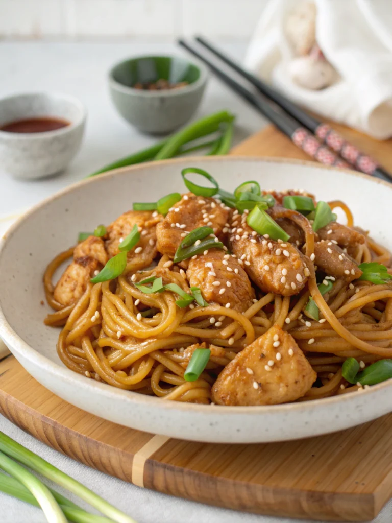 Sticky Garlic Chicken Noodles