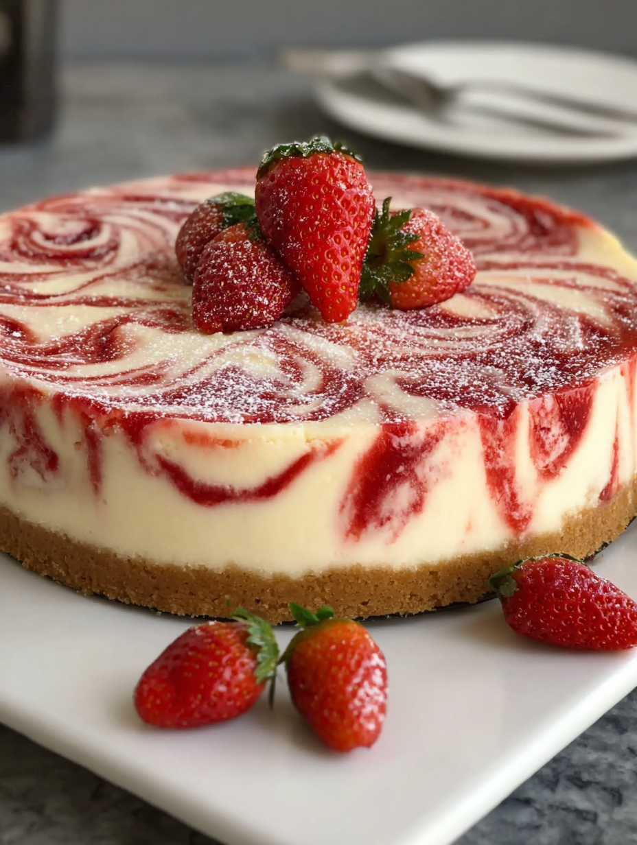 Strawberry Swirl Cheesecake