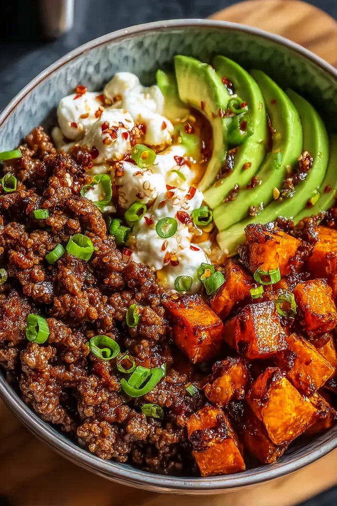Ground Beef Hot Honey Bowl
