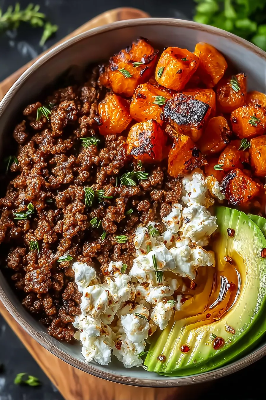 Ground Beef Hot Honey Bowl