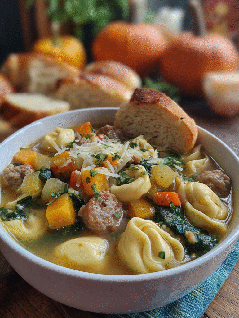 Autumn Tortellini Soup with Sausage