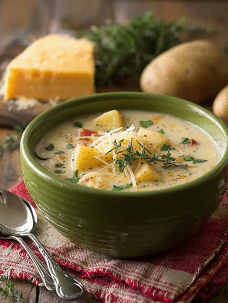 Cheddar Garlic Herb Potato Soup