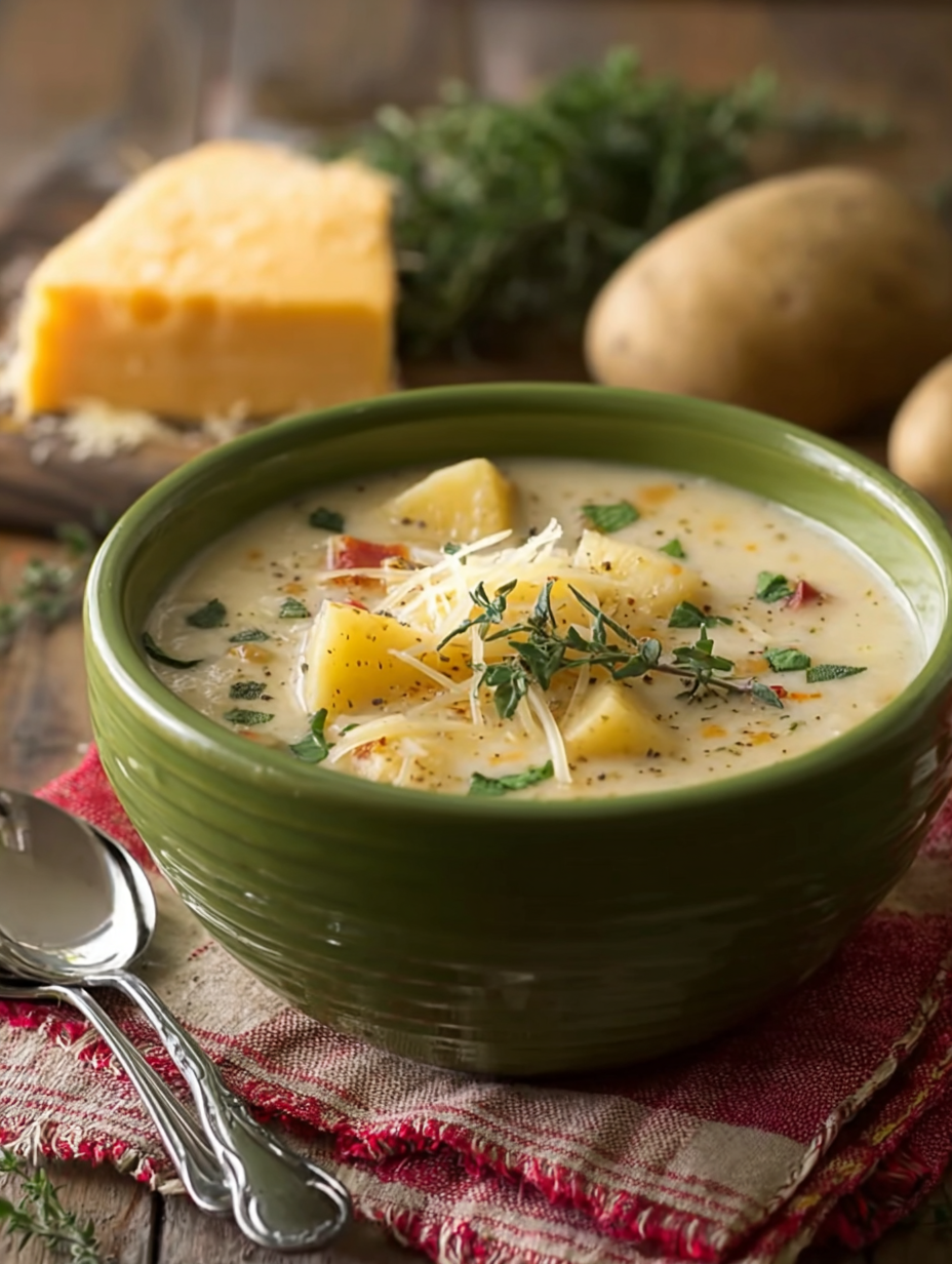 Cheddar Garlic Herb Potato Soup