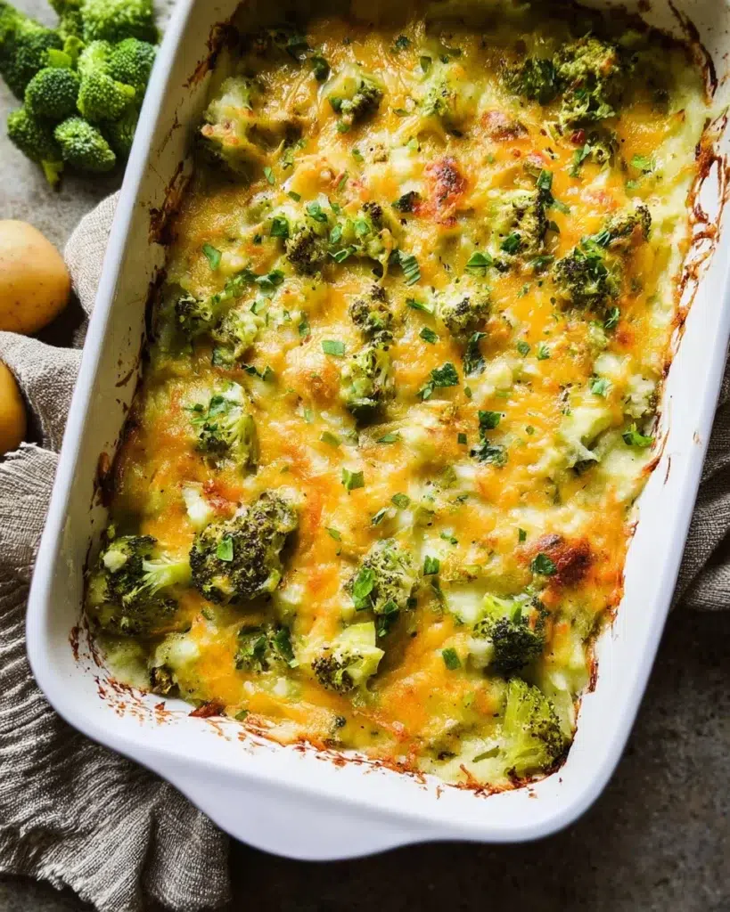 Cheesy Mashed Potato Broccoli Casserole