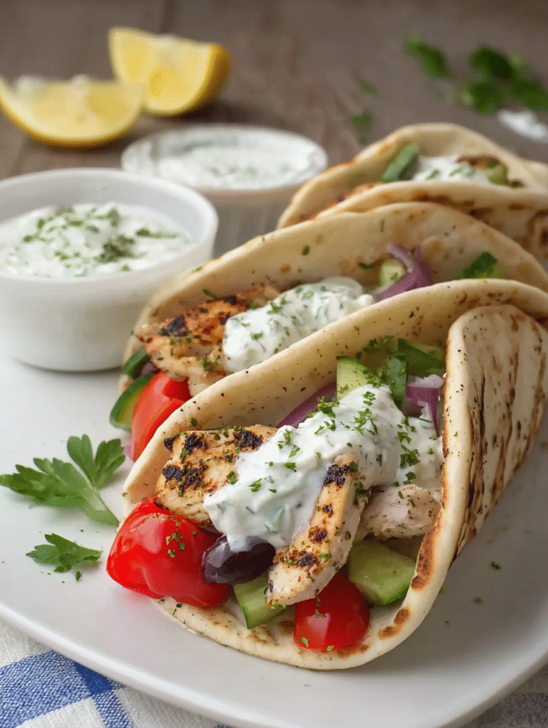 Irresistible Chicken Gyros with Creamy Feta Tzatziki: A Mediterranean Feast at Home
