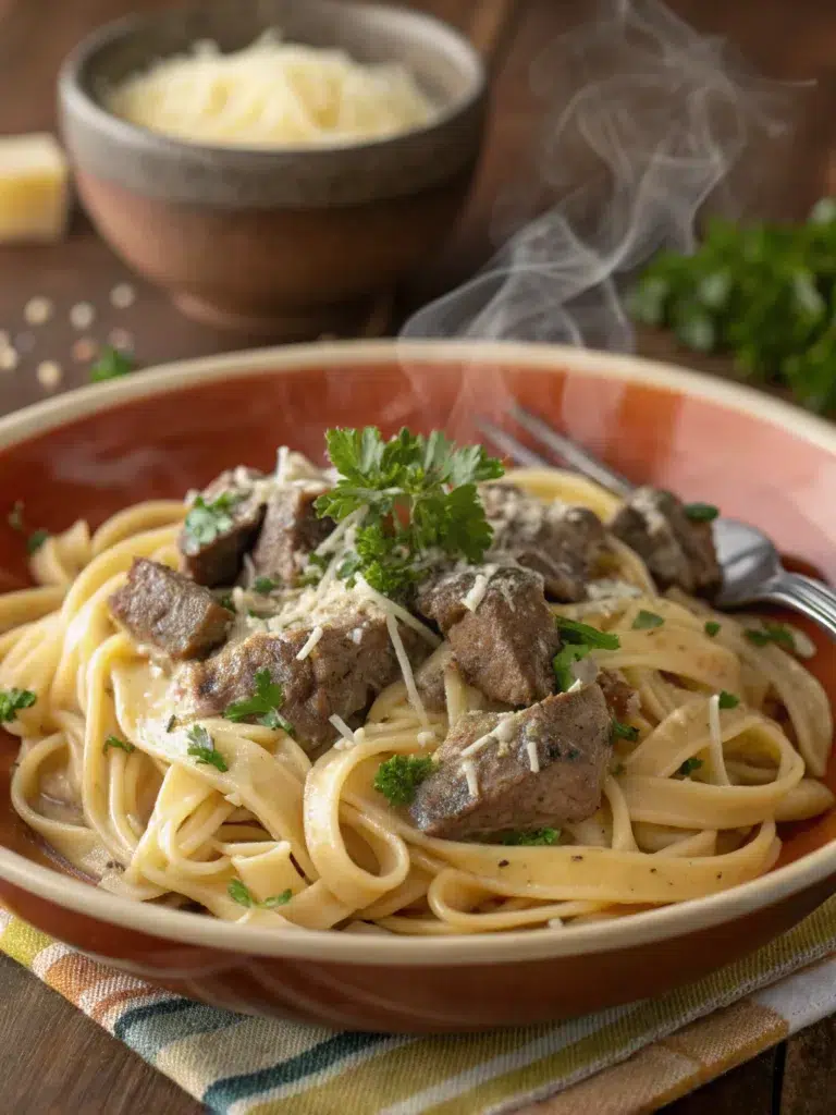Creamy Garlic Beef Pasta