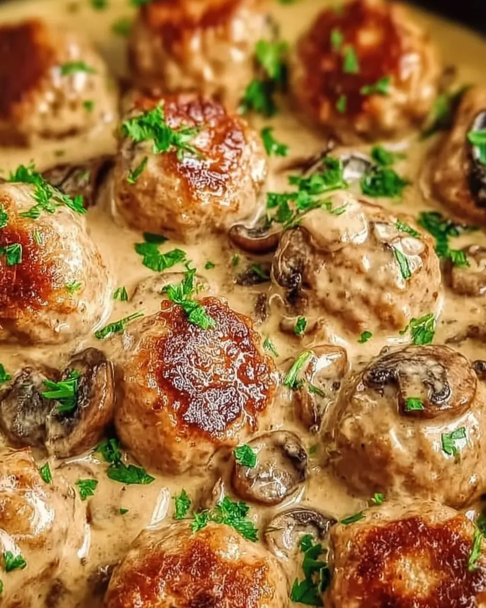Creamy Mushroom Chicken Meatballs